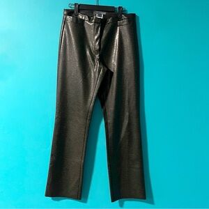 Vintage Teenflo 10 Dark Green Faux Leather PVC Ostrich Print Pants